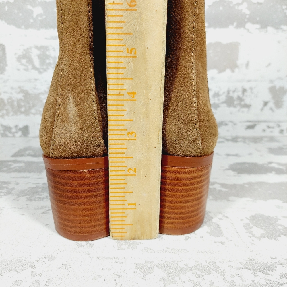 New Steve Madden Rhiannon Tan Suede Block Heel Ankle Boots O735 - Picture 7 of 11